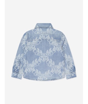 Burberry Boys Owen Crest Shirt in Blue hantent personnes