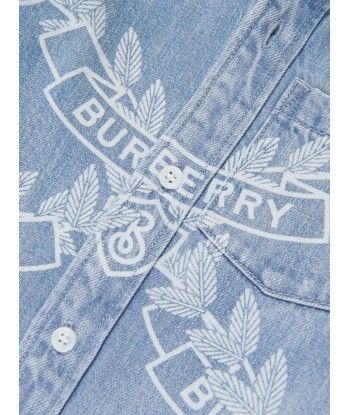 Burberry Boys Owen Crest Shirt in Blue hantent personnes