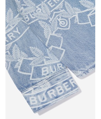 Burberry Boys Owen Crest Shirt in Blue hantent personnes