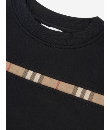 Burberry Girls Check Insert Sweatshirt in Black en ligne des produits 