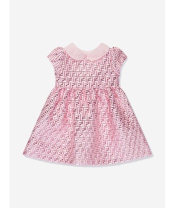 Fendi Baby Girls Brocade Logo Dress in Pink Fin de série