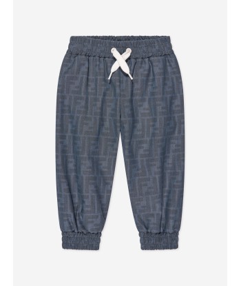 Fendi Baby Chambray FF Logo Joggers in Blue Pour