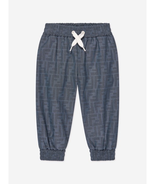 Fendi Baby Chambray FF Logo Joggers in Blue Pour