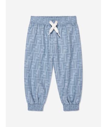 Fendi Baby Boys Chambray FF Logo Trousers in Blue store