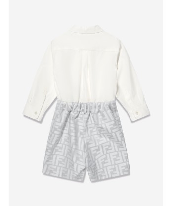 Fendi Baby Boys FF Romper Outfit in Grey hantent personnes