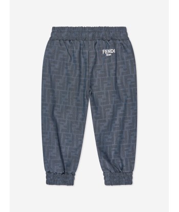 Fendi Baby Chambray FF Logo Joggers in Blue Pour