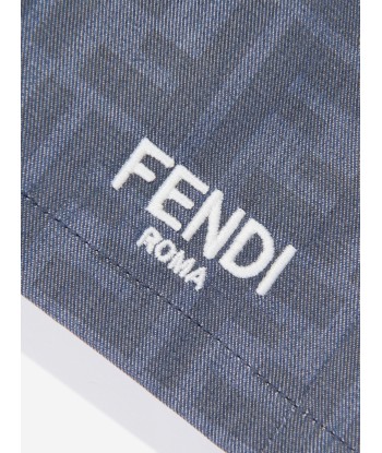 Fendi Baby Boys Chambray FF Logo Shorts in Blue Fin de série