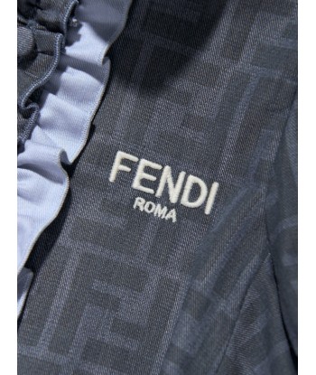 Fendi Baby Girls Chambray FF Logo Dress in Blue rembourrage situé sous