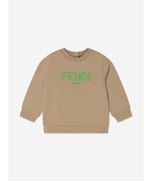 Fendi Baby Logo Sweatshirt in Beige de pas cher