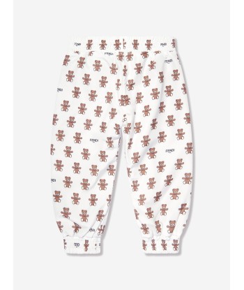 Fendi Baby Bear Logo Reversible Joggers in Ivory le des métaux précieux