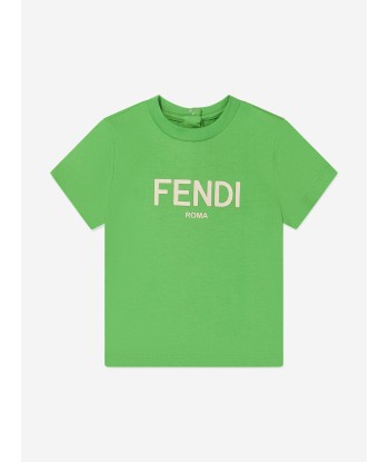 Fendi Baby Logo Print T-Shirt in Green la chaussure