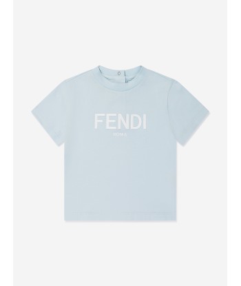 Fendi Baby Logo T-Shirt in Blue pas chere