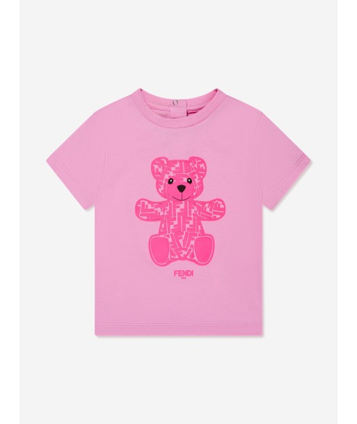 Fendi Baby Girls Bear T-Shirt in Pink sur le site 