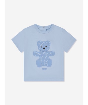 Fendi Baby Boys Teddy Bear T-Shirt in Blue en stock