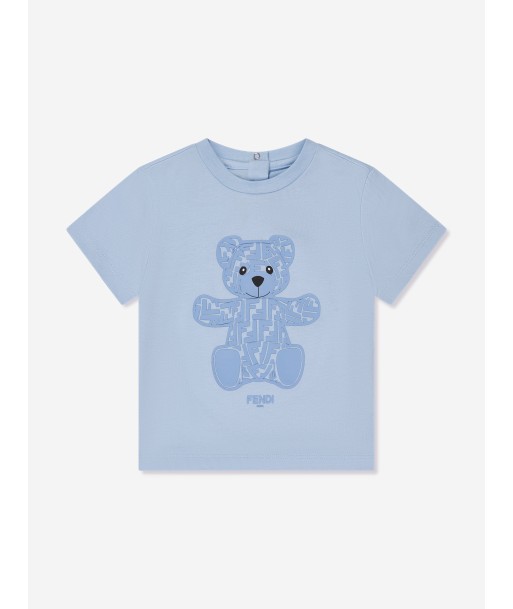 Fendi Baby Boys Teddy Bear T-Shirt in Blue en stock