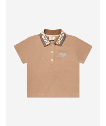 Fendi Baby Boys Logo Polo Shirt in Beige Faites des économies