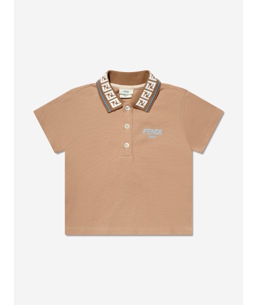 Fendi Baby Boys Logo Polo Shirt in Beige Faites des économies