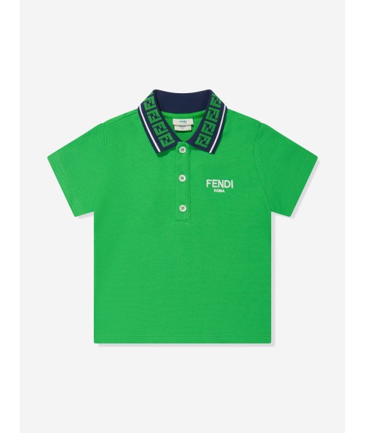 Fendi Baby Boys Logo Polo Shirt in Green de votre