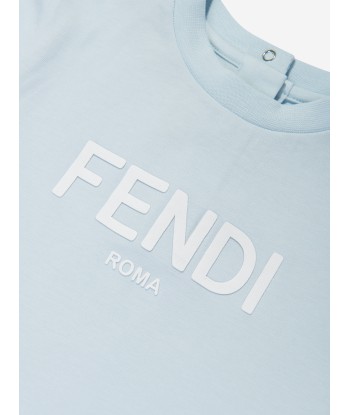 Fendi Baby Logo T-Shirt in Blue pas chere