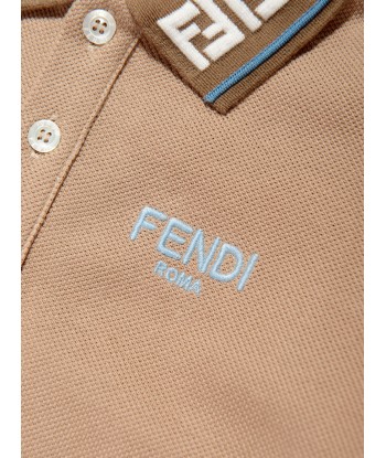 Fendi Baby Boys Logo Polo Shirt in Beige Faites des économies