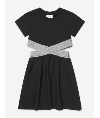 Fendi Girls FF Logo Waist Dress in Black à prix réduit toute l'année