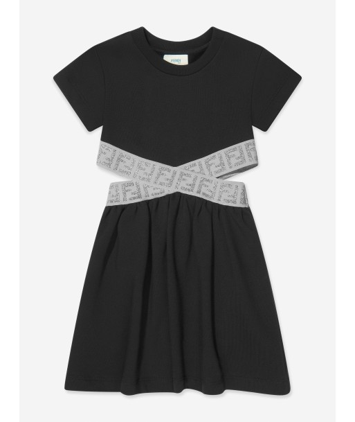 Fendi Girls FF Logo Waist Dress in Black à prix réduit toute l'année