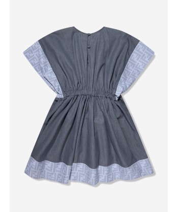 Fendi Girls Chambray FF Logo Dress in Blue de technologie