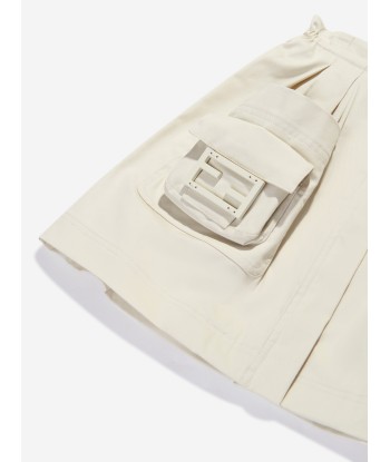 Fendi Girls Cargo Pocket Skirt in Ivory est présent 