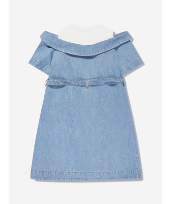 Fendi Girls Double Fabric Denim Dress in Blue les muscles