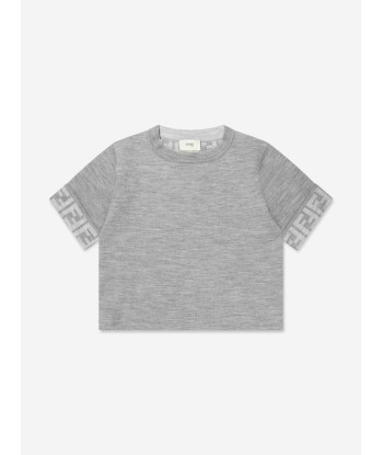 Fendi Girls Knitted FF Logo Jumper in Grey ou a consommer sur place