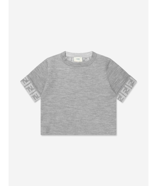 Fendi Girls Knitted FF Logo Jumper in Grey ou a consommer sur place