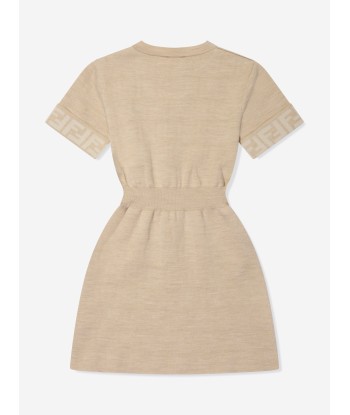 Fendi Girls Knitted FF Logo Dress in Brown Les magasins à Paris