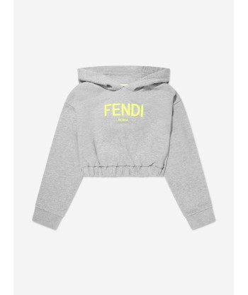 Fendi Girls Logo Cropped Hoodie in Grey Comparez plus de prix