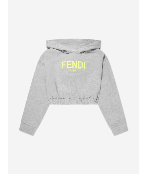 Fendi Girls Logo Cropped Hoodie in Grey Comparez plus de prix