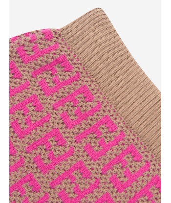 Fendi Girls Knitted FF Logo Skirt in Pink brillant des détails fins