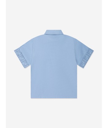 Fendi Boys Chambray FF Logo Shirt in Blue meilleur choix