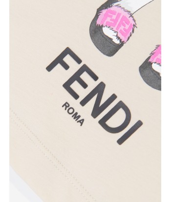 Fendi Girls Graphic Print T-Shirt in Beige Par le système avancé 