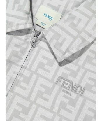 Fendi Boys FF Logo Bomber Jacket in Grey Les magasins à Paris