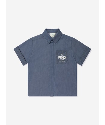 Fendi Boys Chambray Pocket Shirt in Blue vous aussi creer 