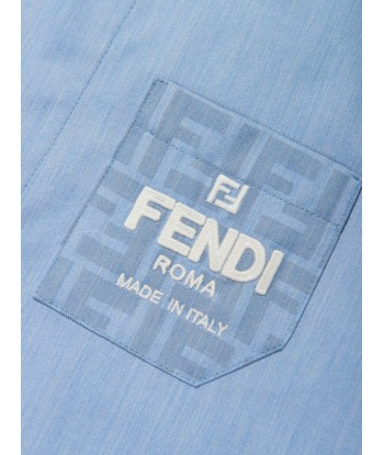 Fendi Boys Chambray FF Logo Shirt in Blue meilleur choix