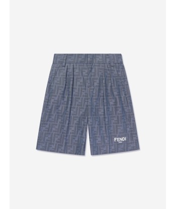 Fendi Boys Chambray FF Logo Shorts in Blue suggérées chez