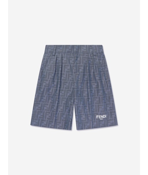 Fendi Boys Chambray FF Logo Shorts in Blue suggérées chez