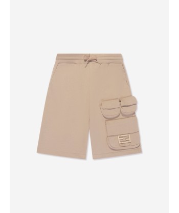 Fendi Boys Baguette Pocket Cargo Shorts in Beige ou a consommer sur place