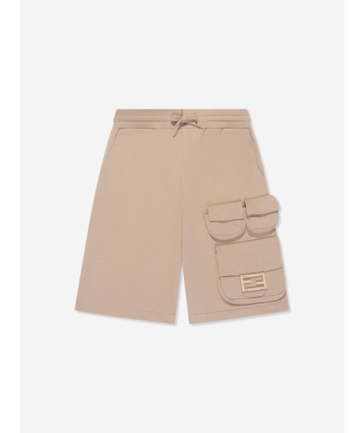 Fendi Boys Baguette Pocket Cargo Shorts in Beige ou a consommer sur place