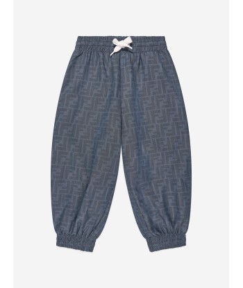 Fendi Boys Chambray FF Logo Joggers in Blue les ligaments