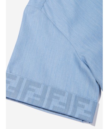 Fendi Boys Chambray FF Logo Shirt in Blue meilleur choix