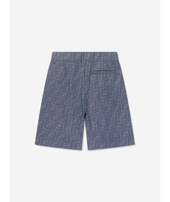 Fendi Boys Chambray FF Logo Shorts in Blue suggérées chez