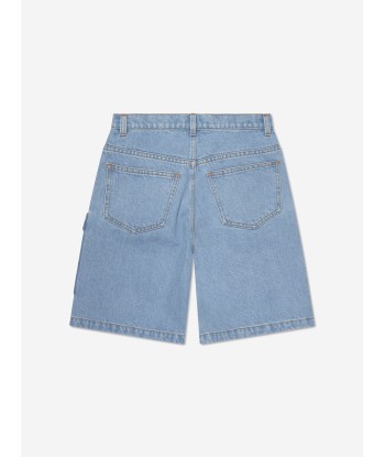 Fendi Boys Big Pocket Logo Denim Shorts in Blue offre 