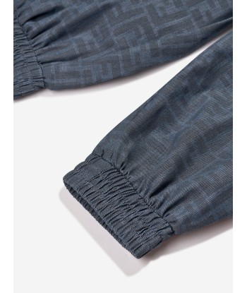 Fendi Boys Chambray FF Logo Joggers in Blue les ligaments