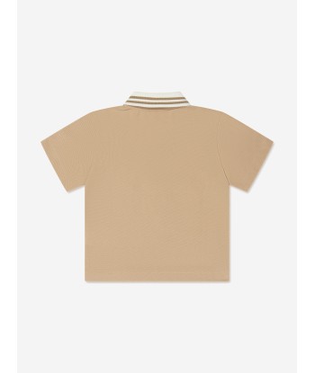 Fendi Boys FF Logo Polo Shirt in Beige basket pas cher